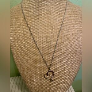 Silver and red stone heart necklace